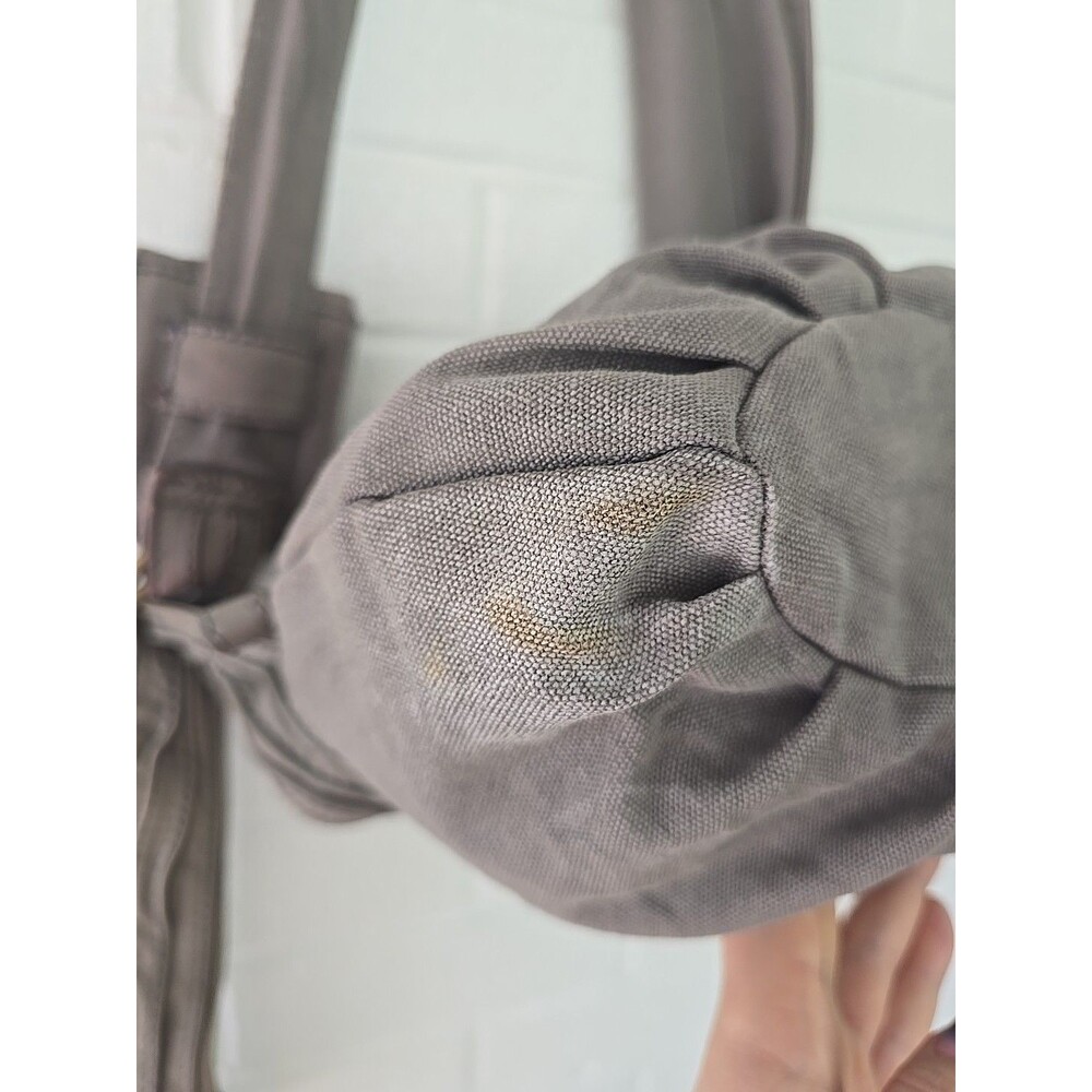 DIESEL Vintage Archive Studs Leather Cotton Shoulder Crossbody Bag Grey Y2K Rare - Picture 12 of 16